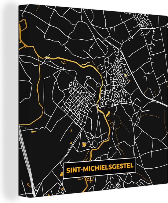 Peinture sur toile Sint-Michielsgestel - Plan d'étage - Or - Carte - Plan de la ville - 90x90 cm - Décoration murale