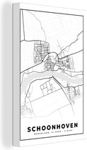 Tableau sur toile Schoonhoven - Plan de la ville - Carte - Plan - 60x90 cm - Décoration murale