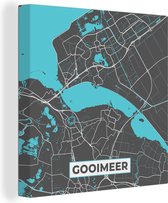 Tableau sur Toile City Map - Gooimeer - Water - Nederland - Carte - Carte - 50x50 cm - Décoration murale