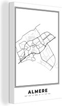 Peinture sur toile City Map - Zwart Wit - Carte - Almere - Nederland - Carte - 90x140 cm - Décoration murale