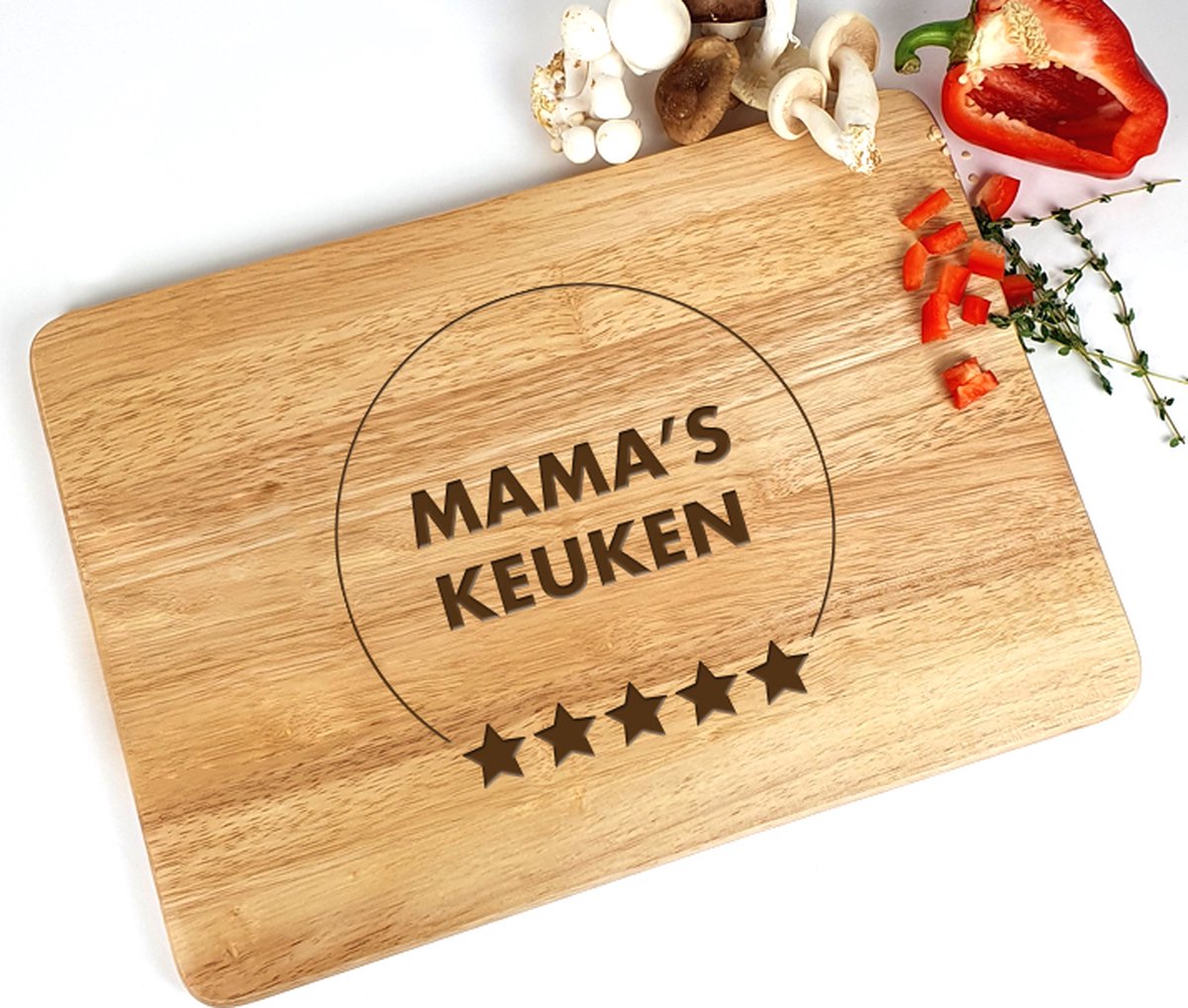 Snijplank hout - Sterren Keuken - Moederdag cadeau - Liefste mama - Cadeau mama - 35x23cm - Moederdag - Snijplank - Mama - Mama cadeau - Cadeau voor mama - Cadeau voor vrouw - Kerst - MAMA