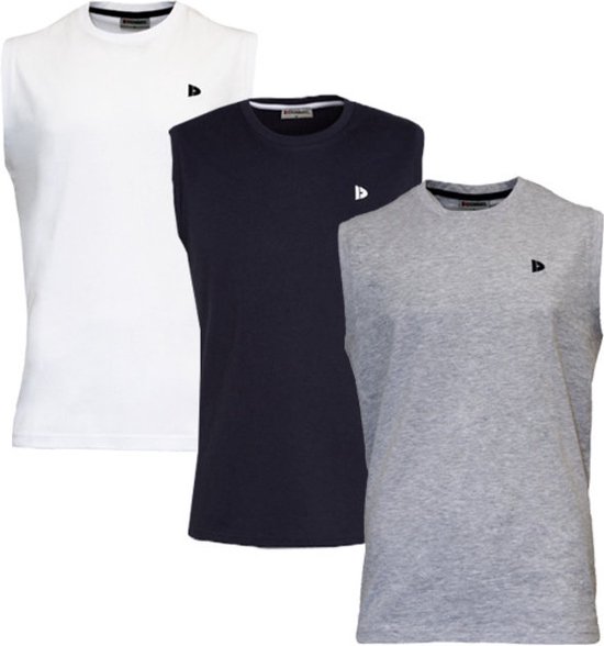 Donnay T-shirt zonder mouw - 3 Pack - Tanktop - Sportshirt - Heren - Maat 4XL - Wit/Navy/Grey-marl (473)