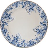 Clayre & Eef Assiette de petit déjeuner Ø 21 cm Bleu Porcelaine Rond Fleurs Assiette