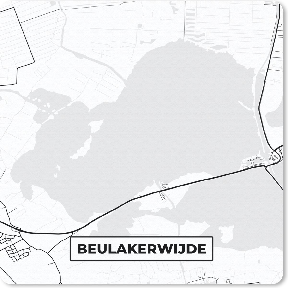 Muismat 20x20 cm - Mousepad Plattegrond - Nederland - Kaart - Beulakerwijde - Stadskaart - Muismatten - Stadskaart