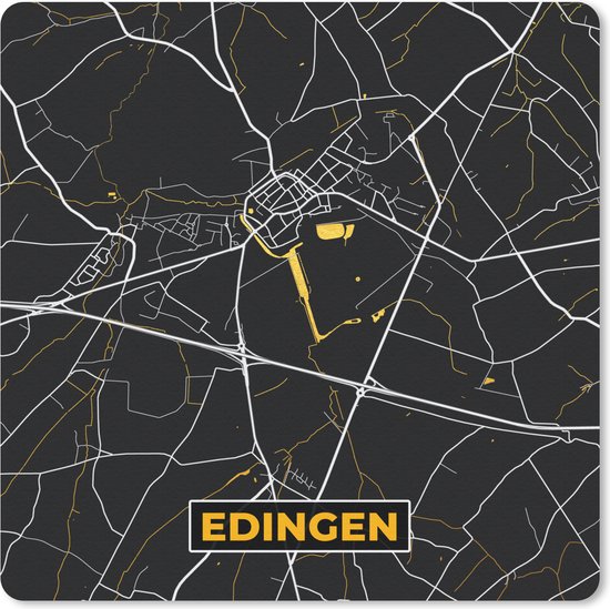 Muismat - Edingen - Kaart - Plattegrond - Stadskaart - Goud - 20x20 cm ...