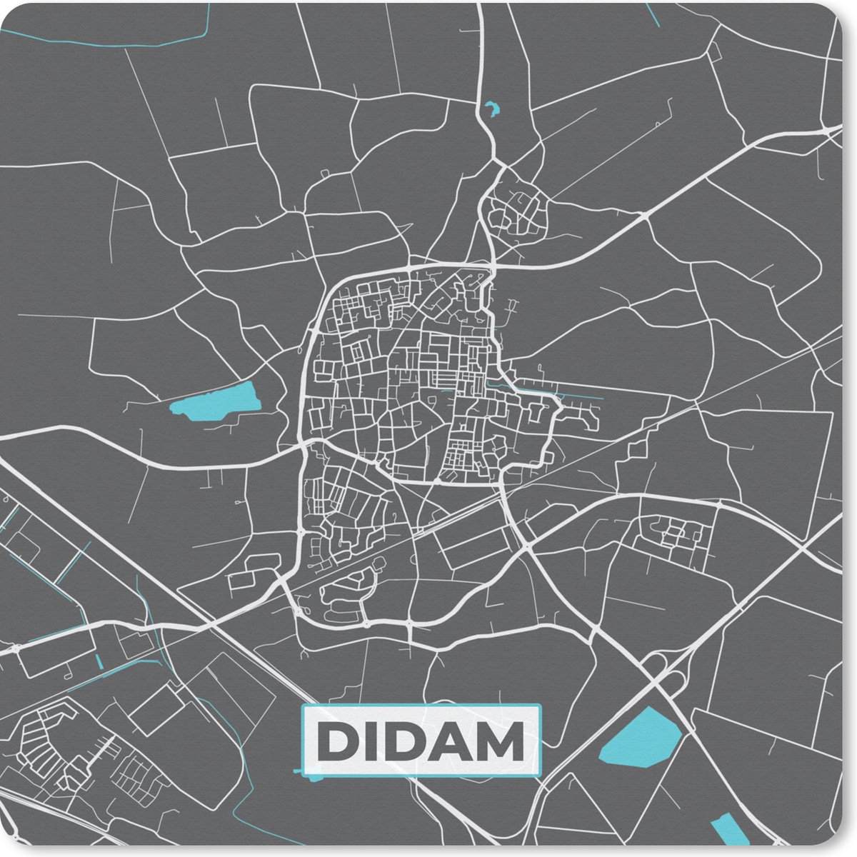 Muismat 30x30 cm - Mousepad Didam - Kaart - Plattegrond - Stadskaart - Muismatten - Stadskaart