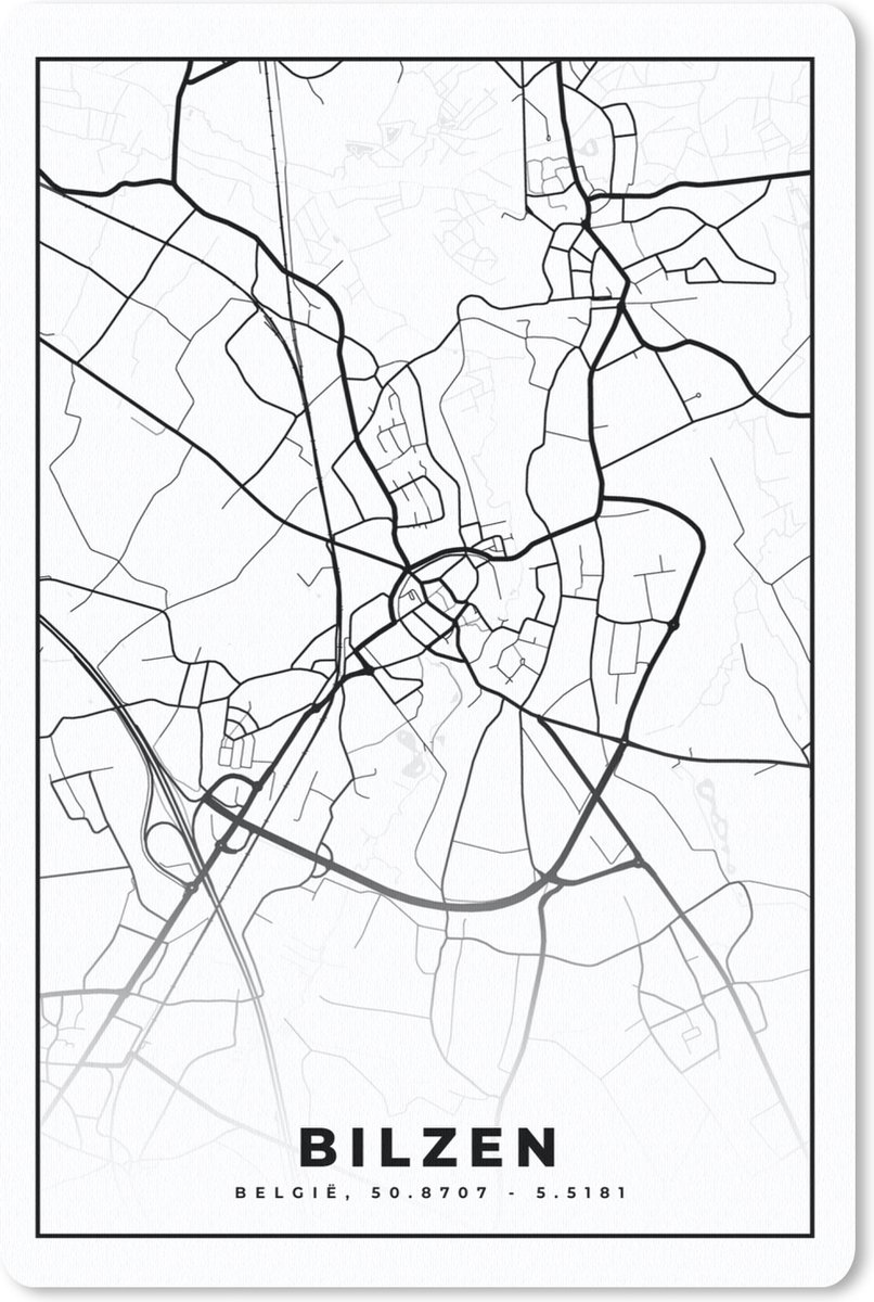Muismat - Mousepad - Stadskaart – Plattegrond – België – Zwart Wit – Bilzen – Kaart - 40x60 cm - Muismatten