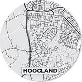 Muismat - Mousepad - Rond - Hoogland - Zwart Wit - Stadskaart - Plattegrond - Kaart - Nederland - 20x20 cm - Ronde muismat
