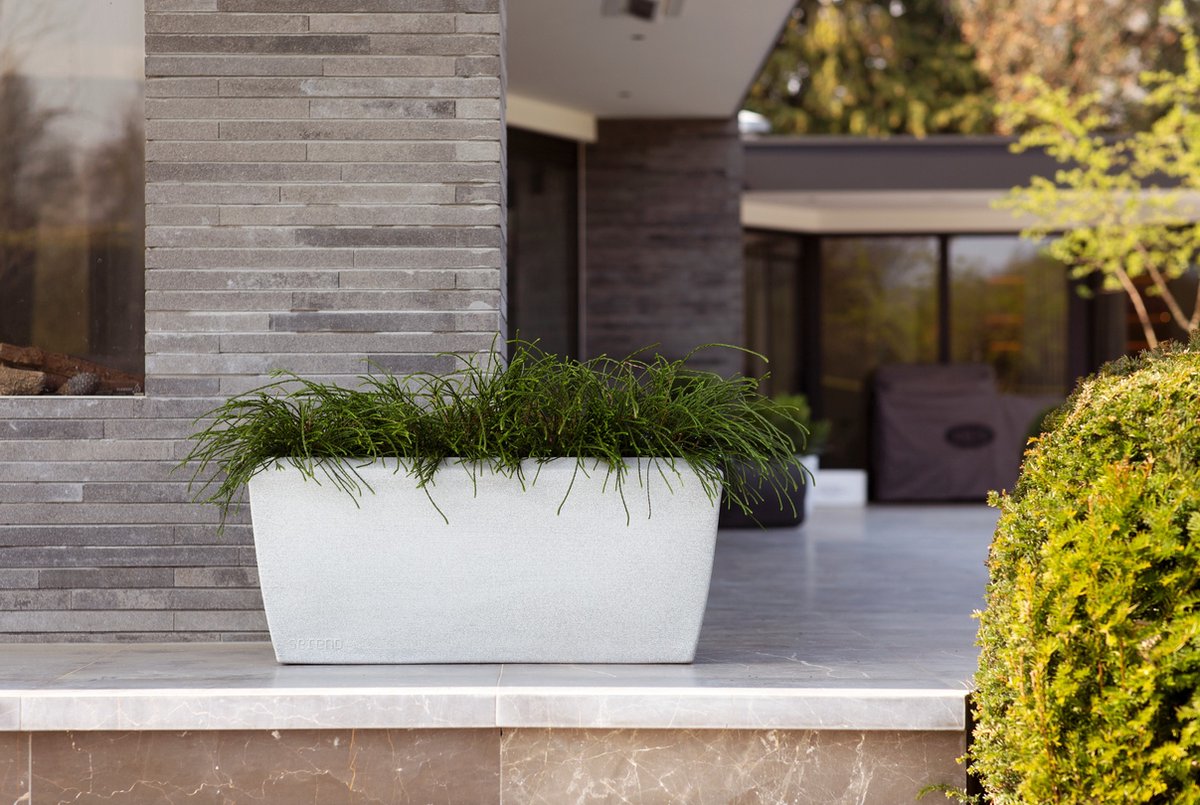 Capi Europe Jardinière rectangulaire basse Arc Granite - 90x35x40 - Ivoire