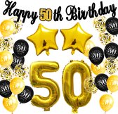 29-delig Goud / Zwart 50 jaar verjaardag versiering - 50 jaar verjaardag - 50 jaar - 50 jaar slingers - 50 jaar ballonnen - feestversiering - 50 jaar verjaardag man / vrouw - 50 jaar versiering