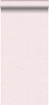 Krijtverf vliesbehang effen uni met linnen textiel structuur licht roze - 148692 van ESTAhome
