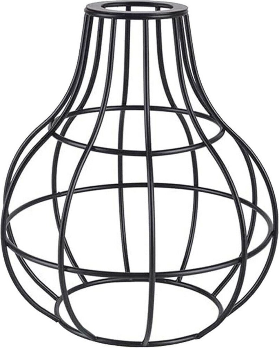 Easy Fit lampenkap Vaas Cage - Metaal - moderne lampenkap - Ø16cm H20cm - E27 fitting - zwart