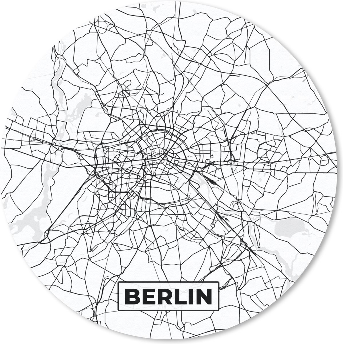 Muismat - Mousepad - Rond - Berlin - Kaart - Plattegrond - Stadskaart - 30x30 cm - Ronde muismat