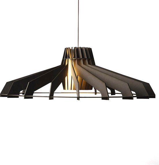 Van Tjalle en Jasper | Nikolamp Tesla XL hanglamp - Black | Extra Groot | MDF (hout) - Laser gesneden | Zwart | E27 fitting | Dimbaar - Geschikt voor dimbare E27 LED lichtbron | Uniek Dutch Design Product | Gemaakt in Amsterdam