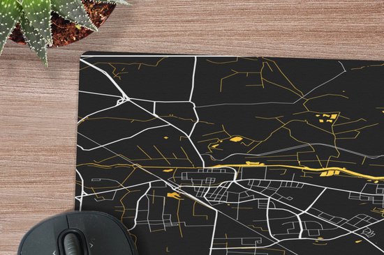 Muismat 18x27 cm - Mousepad Black and Gold – Stadskaart – Greifswald – Duitsland – Plattegrond – Kaart - Muismatten - Stadskaart