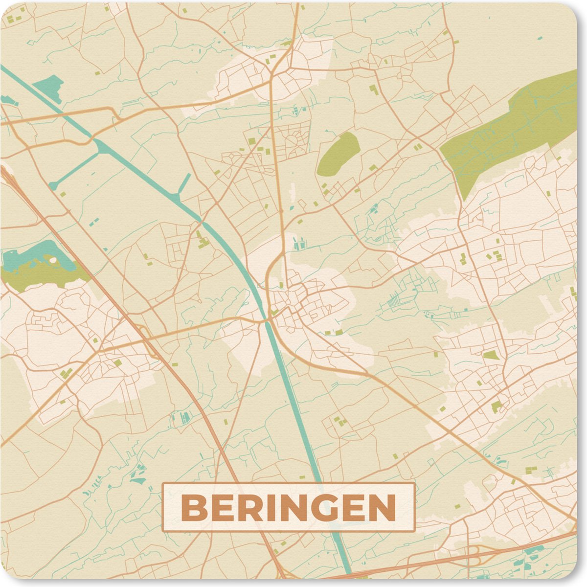 Muismat 20x20 cm - Mousepad Plattegrond - Kaart - Stadskaart - België - Beringen - Muismatten - Stadskaart