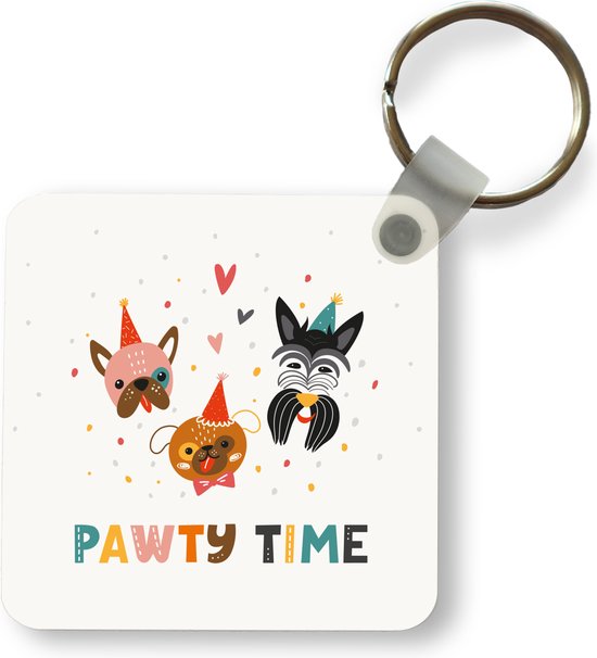 Sleutelhanger - Uitdeelcadeautjes - Quotes - Feest - Honden - Spreuken - Pawty time - Plastic
