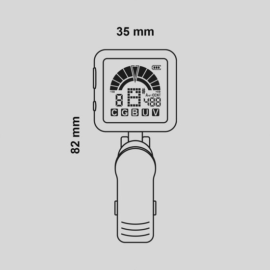 Áengus AT-102 Stemapparaat voor Gitaar, Basgitaar, Ukelele, Viool en Chromatisch stemmen - Clip-on tuner - USB oplaadbaar