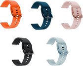 Siliconen Bandjes Set Geschikt Voor Samsung Galaxy Watch 5 / Pro / 4 / 3 / Active 2 - Oranje, Donkergroen, Roze, Zwart, Lichtblauw