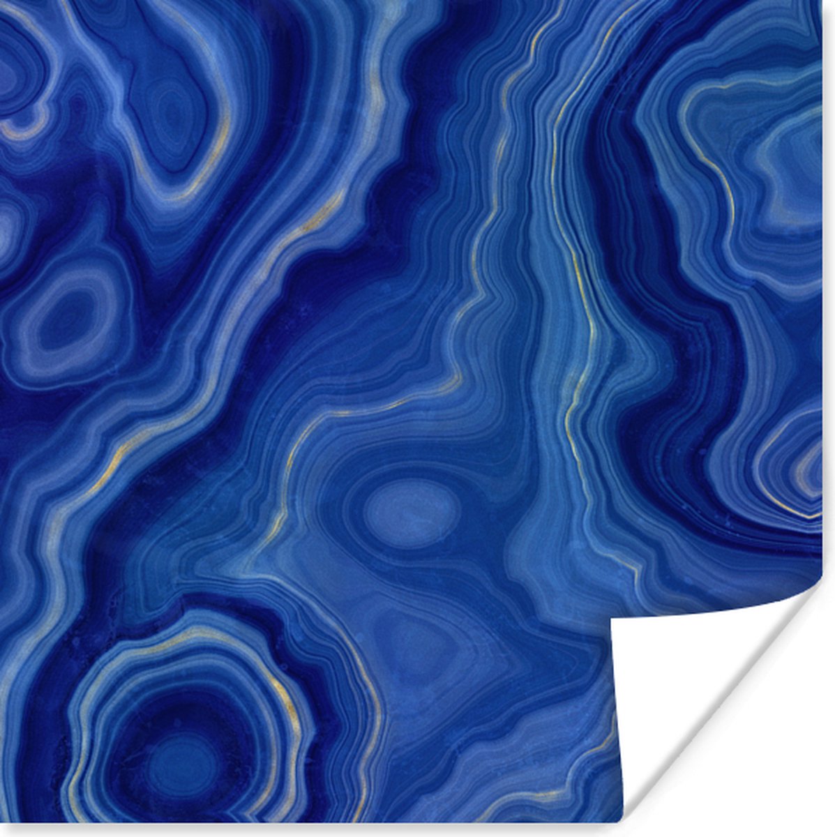Poster Blauw - Agaat - Stenen - 75x75 cm