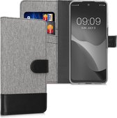 kwmobile telefoonhoesje geschikt voor Motorola Moto G22 - Hoesje met pasjeshouder in grijs / zwart - Case met portemonnee