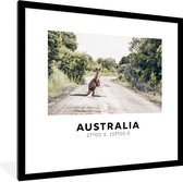 Fotolijst incl. Poster - Australië - Kangoeroe - Wegen - 40x40 cm - Posterlijst
