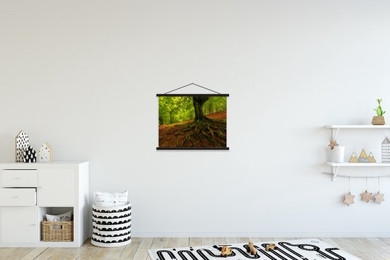 Porte-affiche avec affiche - Affiche scolaire - Arbre - Forêt - Feuilles d'automne - 40x30 cm - Lattes noires