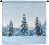 Wandkleed - Wanddoek - Winter - Sneeuw - Bomen - 60x60 cm - Wandtapijt