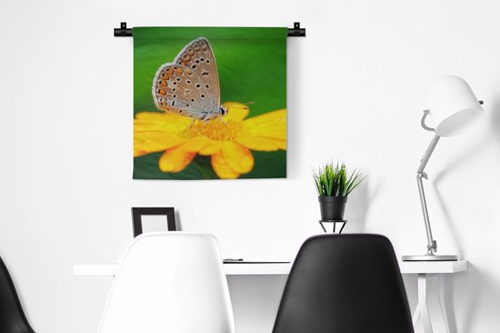 Tapisserie - Toile murale - Fleurs - Papillon - Nature - 60x60 cm - Tapisserie