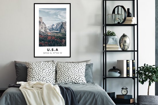 Fotolijst incl. Poster - Yosemite - Amerika - Wyoming - 60x90 cm - Posterlijst