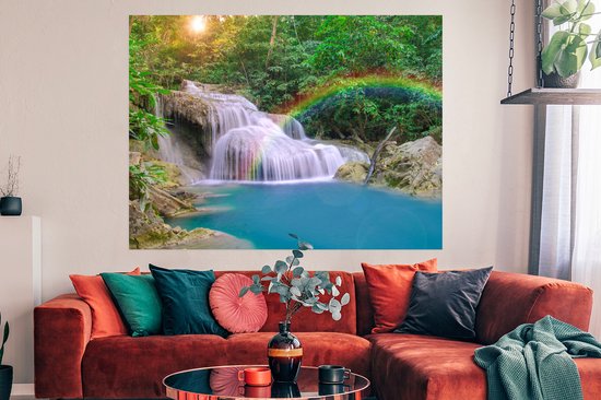 Affiche Arc-en-ciel - Soleil - Cascade - Nature - 160x120 cm XXL