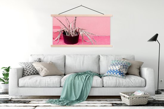 Porte-affiche avec affiche - Affiche scolaire - Été - Rose - Plantes - 150x75 cm - Lattes vierges