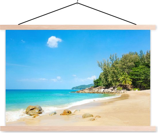 Posterhanger incl. Poster – Schoolplaat – Strand – Zee – Planten – Tropical – 90×60 cm – Blanke latten