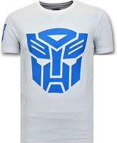 Coole T-shirt Mannen - Transformers Robots Print - Wit