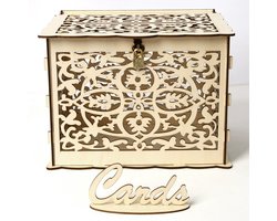 Cadeaukaartopbergdoos - Bruiloftskist — DIY uitgeholde houten enveloppendoos (met muntgleuf en slot) — Geschikt voor bruiloften, verjaardagsfeesten, babyshowers, diploma-uitreikingen en allerlei andere bijeenkomsten