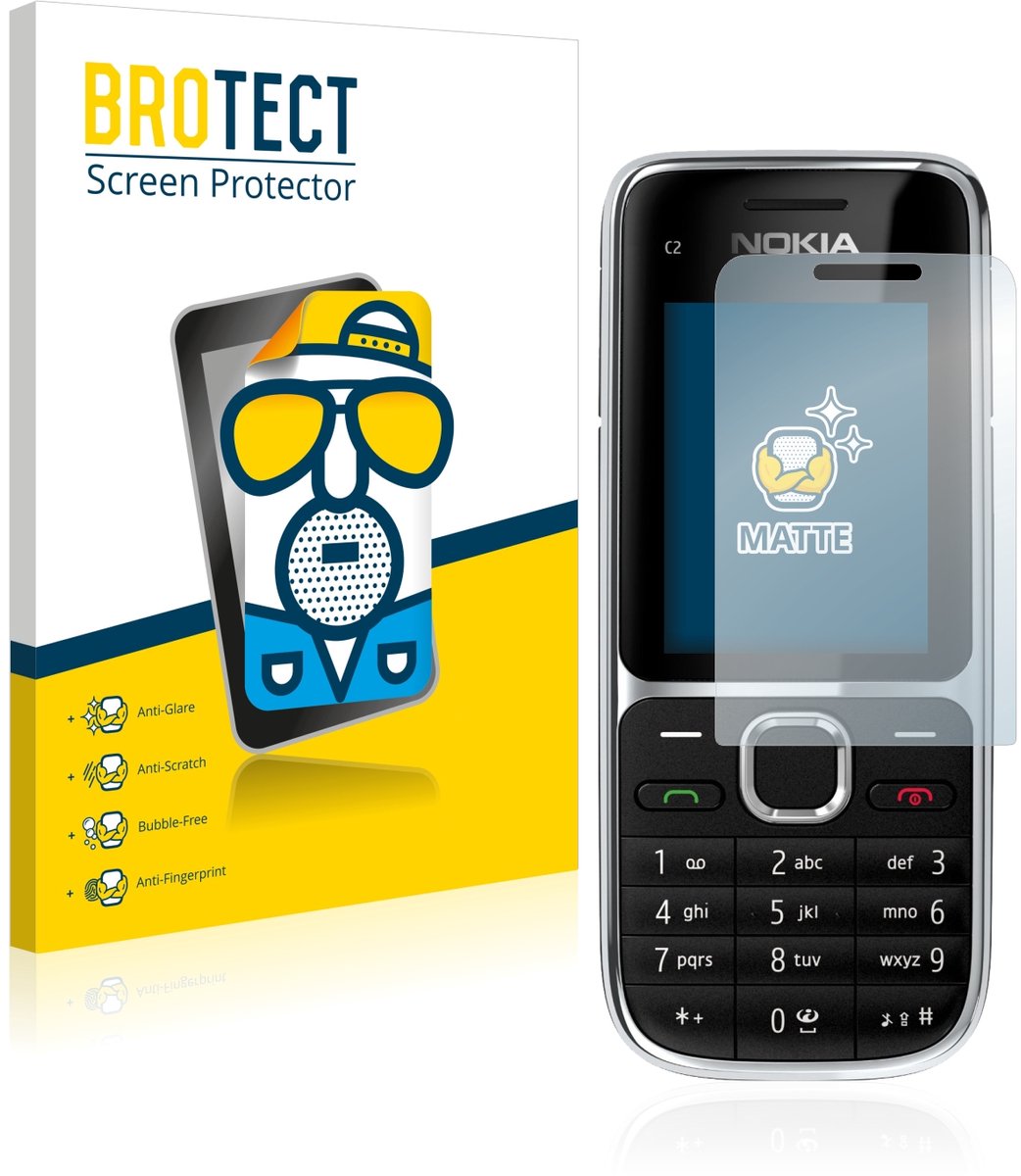 BROTECT - Screenprotector voor Nokia C2-01 - Folie Beschermfolie matte 2 Stuks