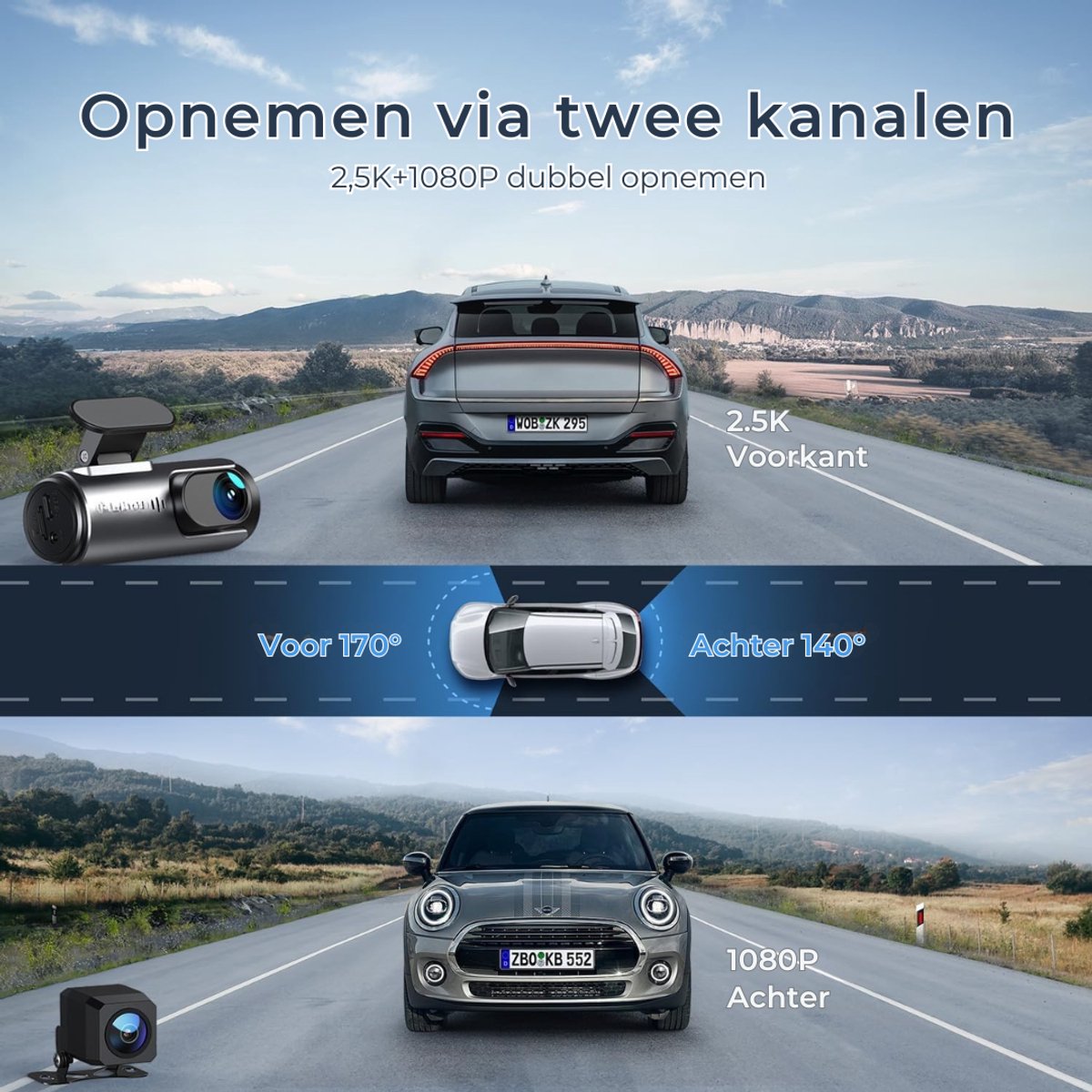 mavoa®Dashcam - Dashcam Voor Auto - Dashcam Voor En Achter - – foto 3