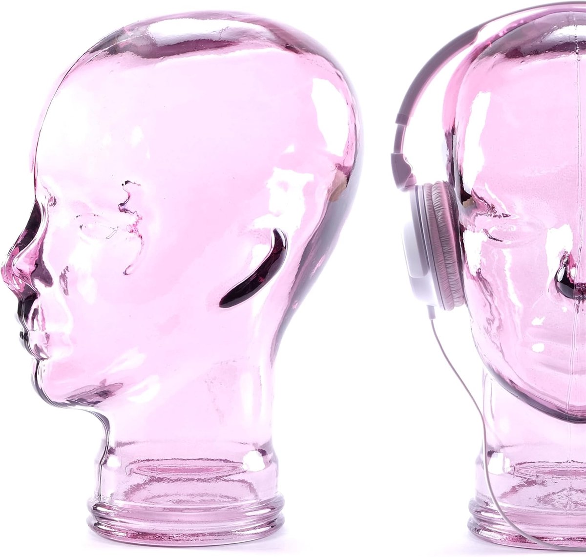 Glazen Hoofd - Decoratief Hoofd - Hoofdtelefoon Houder - Gerecycled Glas - 29 cm - Paars