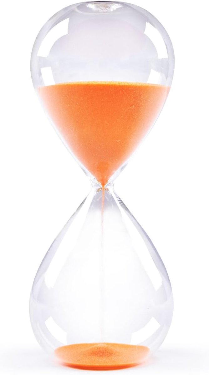 Zandloper 15 minuten - Decoratieve timer - Tijdmeting thuis - Handgemaakt borosilicaatglas - 16x10x10 cm - Oranje