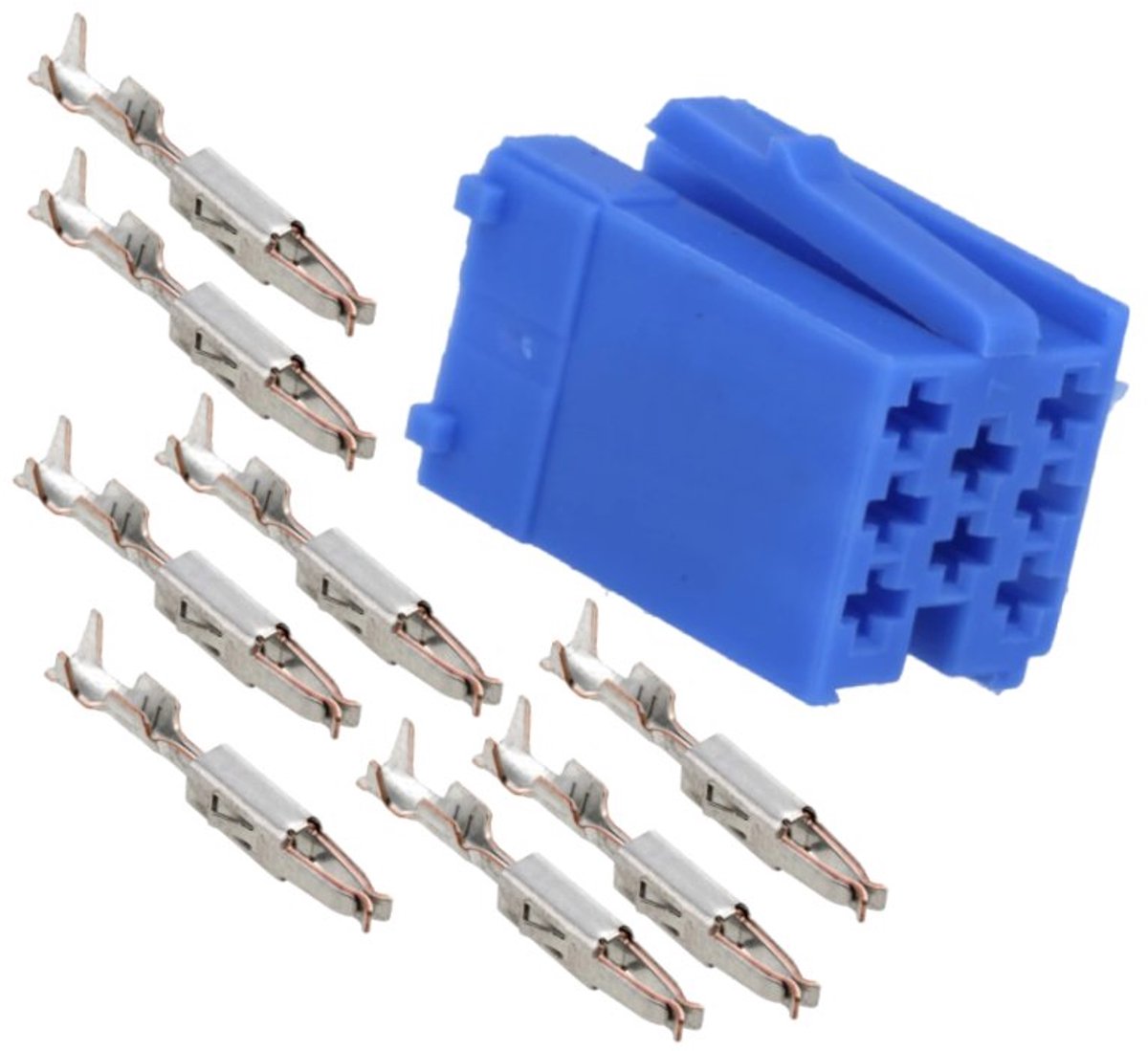 Mini ISO Connector Mannelijk - Inclusief 8 Vrouwelijke Pinnen - Blauw