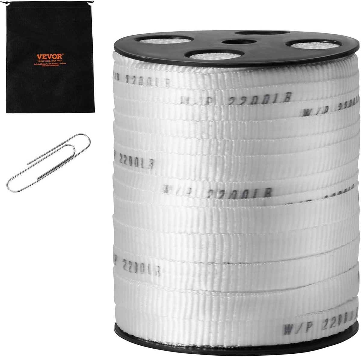 Polyester trekkoord - Trekband kabeltrekker - Bekabeling verpakking tuinieren - Voorgesmeerd met markeringen - 969 meter x 16 cm - Wit
