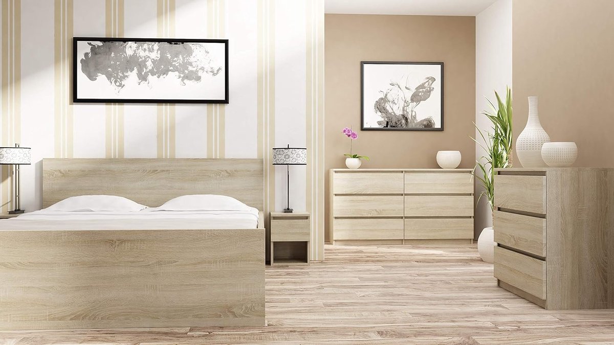 Commode kast - Dressoir highboard - Opbergen slaapkamer - Zachte sluiting lades - 40x70x97 cm - Eiken Sonoma