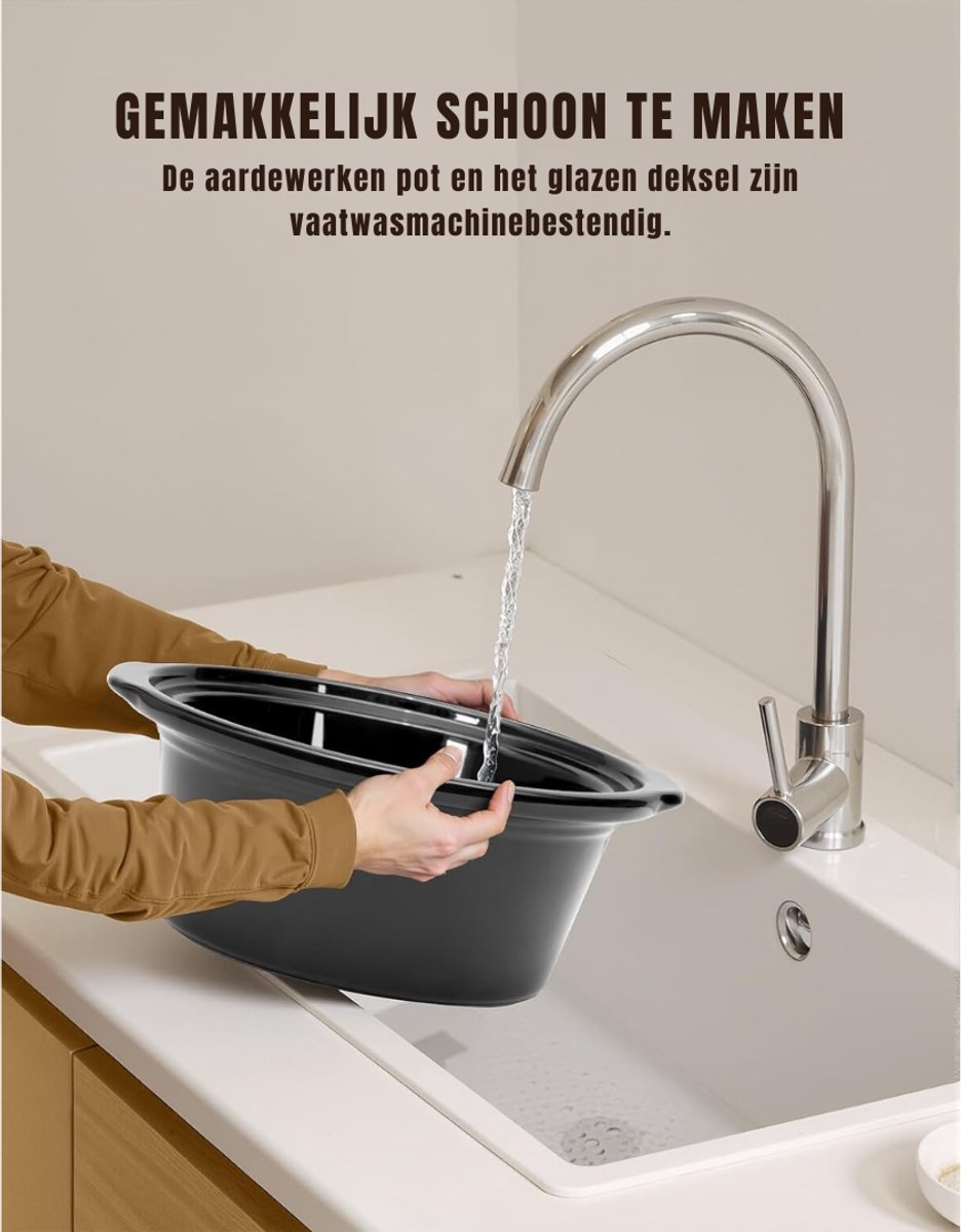 Groupe SEB RONN Slowcooker met Timer - Blauw 24cm x 31cm x 18cm - afbeelding 3