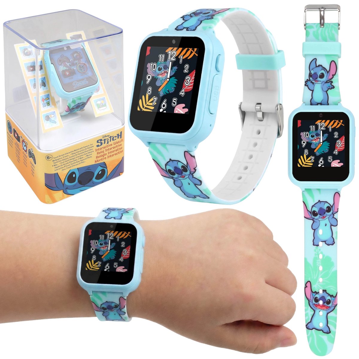 DISNEY Stitch Multifunctioneel kinderhorloge, smartwatch voor meisjes, interactief horloge, talrijke functies