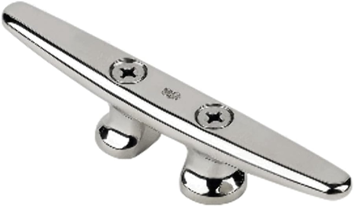 Schoenplaatje met basis - Open schoenplaatje - Vastzetten van lijnen - Electro gepolijst staal - 3/8 inch lijn - Grijs