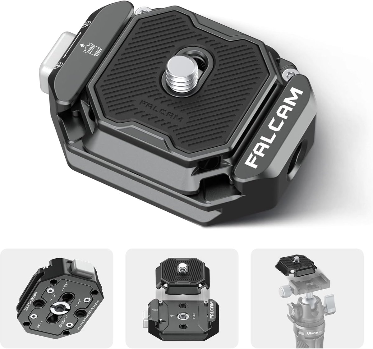 Camera Snelwisselplaat - QR Plaat Statief - Snelle Camera Wissel - Dubbele Schroefdraad - 53 x 38 mm - Zwart