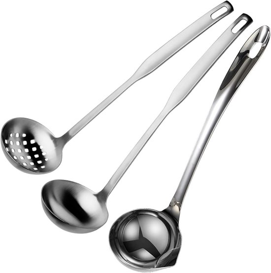 Soeplepel Set - Gietlepel Schuimspaan - Koken Serveren - Olieafscheider ...