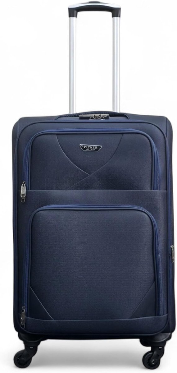 Reiskoffer Zacht - Trolley Bagage - Vakantie Reizen - Uitbreidbaar Lichtgewicht - Middel 24 inch - Marineblauw
