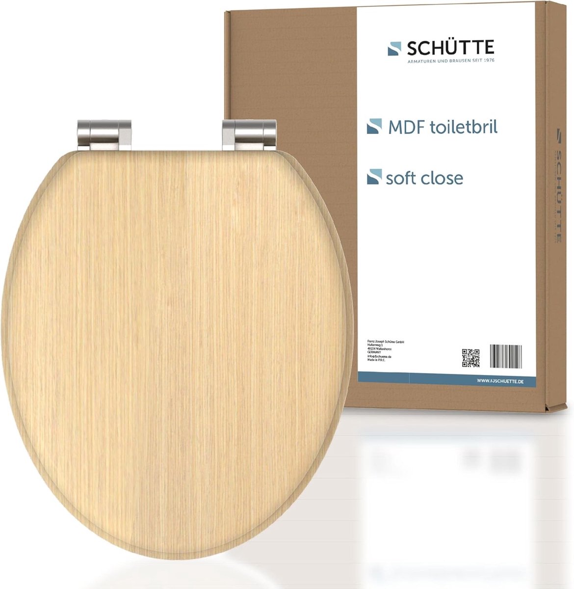Houten toiletbril - WC-bril met deksel - Badkamer renovatie - Softclose mechanisme - 435 x 375 cm - Hout design