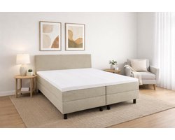 Boxspring Ayla Royal - 180x220 Compleet - Beige Glad - Ayla Matrassen - 2 persoons